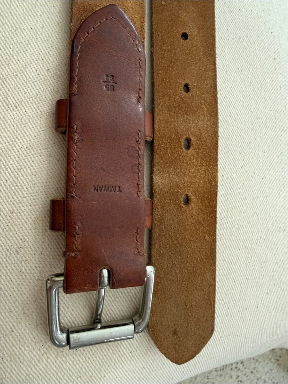 Men's Brown Leather Belt with Silver Buckle